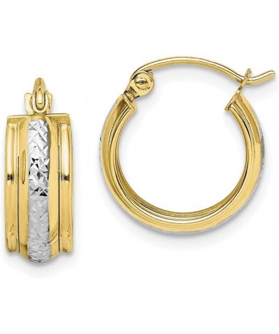 10K Yellow Gold Two-tone Diamond Cut Small Hoop Earrings from Roy Rose Jewelry $45.89 Earrings