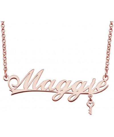 Stainless Steel Chain Rose Gold Pendant Customized Plate Personalized Name Necklace Maggie $22.61 Necklaces