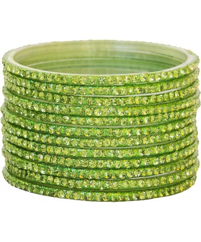 Indian Traditional Glass Bangles Zirconia Stone Women Wedding Fashion Jewelry C.Green 2.4 Inches $11.70 Bracelets