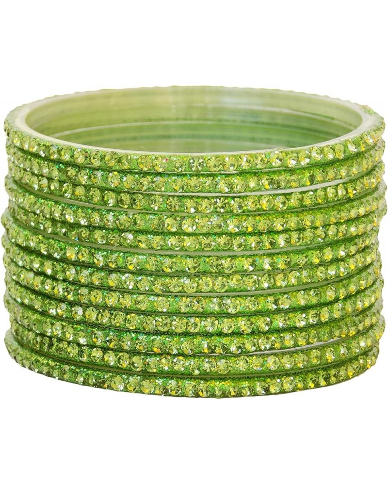 Indian Traditional Glass Bangles Zirconia Stone Women Wedding Fashion Jewelry C.Green 2.4 Inches $11.70 Bracelets