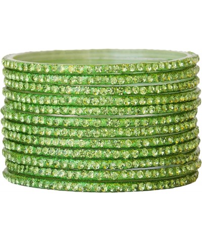 Indian Traditional Glass Bangles Zirconia Stone Women Wedding Fashion Jewelry C.Green 2.4 Inches $11.70 Bracelets