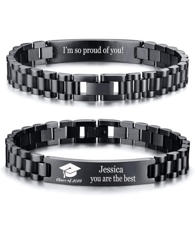 Personalized Graduation Gift for her - Class of 2023 Graduate Bracelet for her Inspirational Quote Engraved Link Bracelet for...