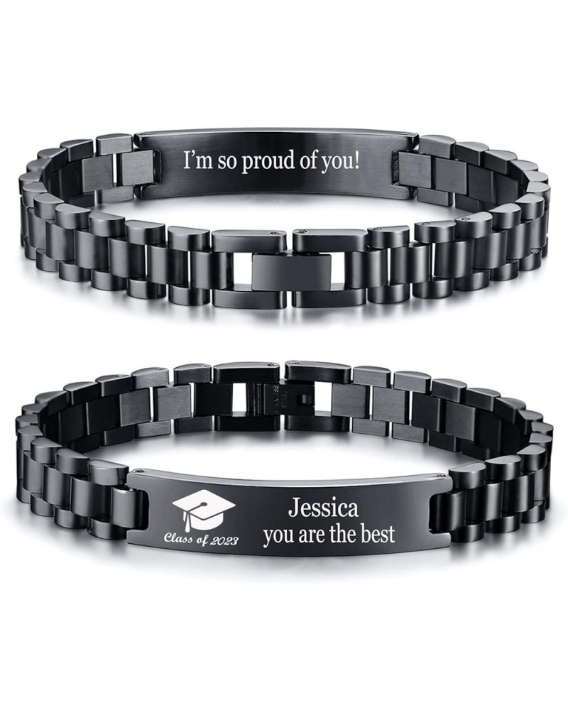 Personalized Graduation Gift for her - Class of 2023 Graduate Bracelet for her Inspirational Quote Engraved Link Bracelet for...