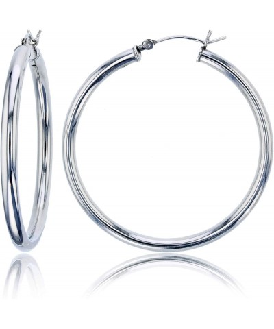 Solid 925 Sterling Silver High Polished Hypoallergenic Hoop Earring Set for Women | 1.25mm- 4mm Thick Hoops | Secure Clip Top...