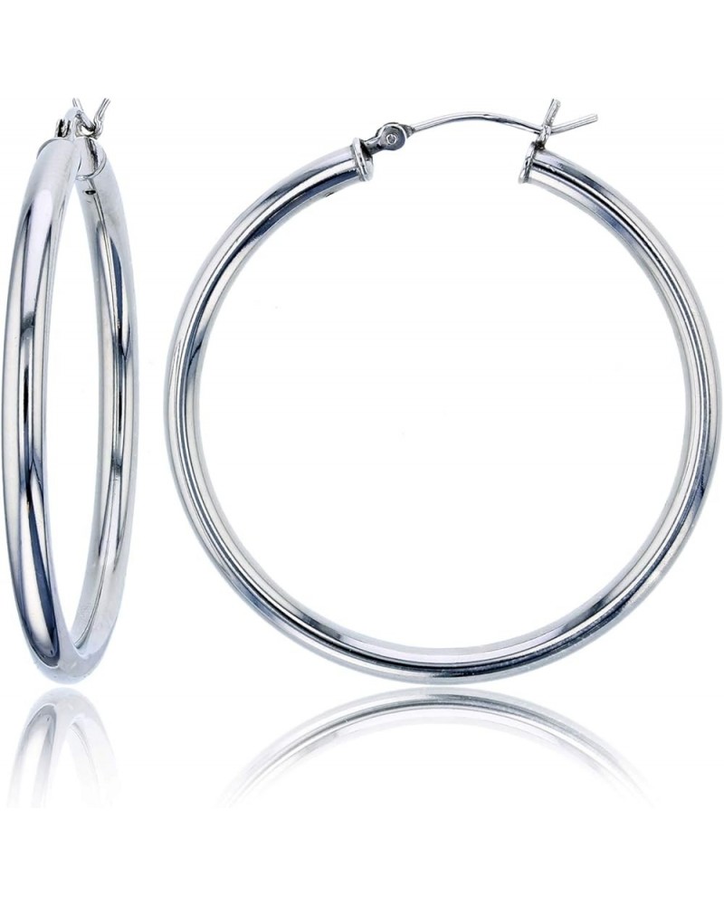 Solid 925 Sterling Silver High Polished Hypoallergenic Hoop Earring Set for Women | 1.25mm- 4mm Thick Hoops | Secure Clip Top...