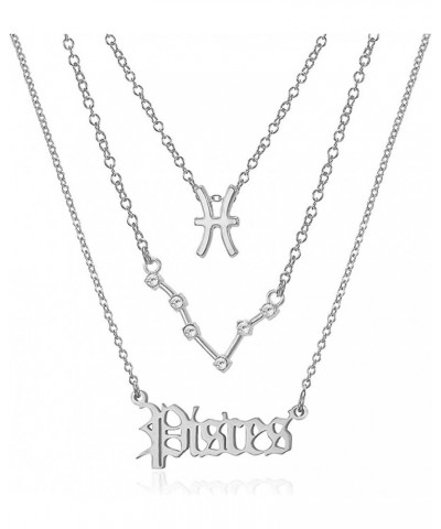 3Pcs Vintage Constellation Necklace for women 12 Constellation Pendant Necklace English alphabet Constellation Necklace Cryst...