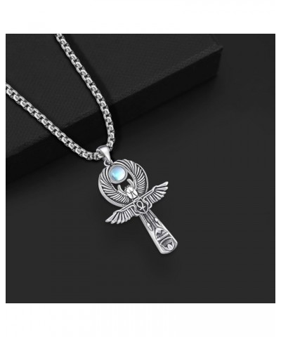 Ankh Necklace Men 925 Sterling Silver Cross Ankh Necklace Protection Egyptian Jewelry Gifts for Men Women $31.50 Necklaces