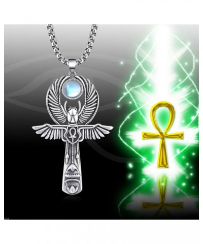 Ankh Necklace Men 925 Sterling Silver Cross Ankh Necklace Protection Egyptian Jewelry Gifts for Men Women $31.50 Necklaces