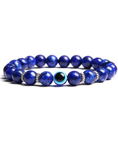 Turkish Lucky Evil Eye Bracelets For Women Men 8MM 6MM Natural Stone Beads Bracelet Handmade Blue Demon Eye Jewelry 19cm Jade...