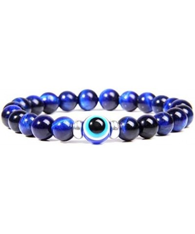 Turkish Lucky Evil Eye Bracelets For Women Men 8MM 6MM Natural Stone Beads Bracelet Handmade Blue Demon Eye Jewelry 19cm Jade...