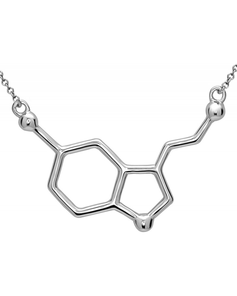 Serotonin Molecule Necklace in 925 Sterling Silver Silver $23.19 Necklaces