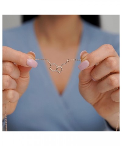 Serotonin Molecule Necklace in 925 Sterling Silver Silver $23.19 Necklaces