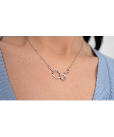 Serotonin Molecule Necklace in 925 Sterling Silver Silver $23.19 Necklaces