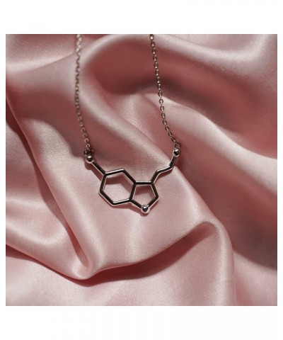 Serotonin Molecule Necklace in 925 Sterling Silver Silver $23.19 Necklaces