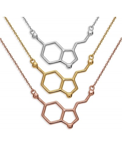 Serotonin Molecule Necklace in 925 Sterling Silver Silver $23.19 Necklaces