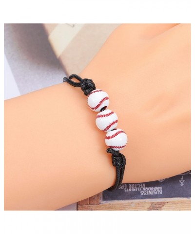 Baseball Bracelet, Basketball Charm Bracelet Soccer Beads Bracelet Adjustable Ball Sport Bracelet Baseball Cord Braided Brace...