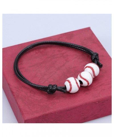 Baseball Bracelet, Basketball Charm Bracelet Soccer Beads Bracelet Adjustable Ball Sport Bracelet Baseball Cord Braided Brace...