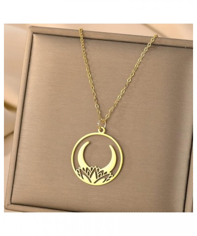 Lotus Flower Moon Necklace, Flower Lovers, Minimalist Jewelry 18 $5.69 Necklaces