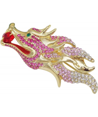 18k Gold Plated Clear Crystal Dragon Head Brooch Pin Red $10.02 Brooches & Pins