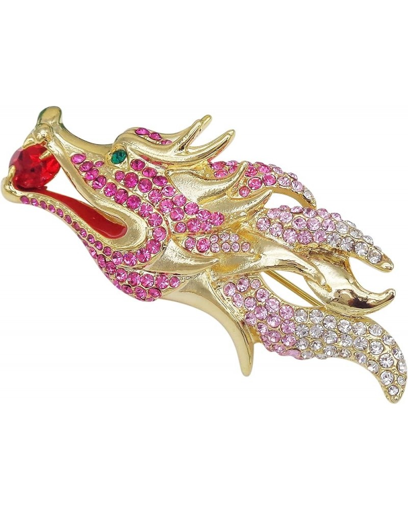 18k Gold Plated Clear Crystal Dragon Head Brooch Pin Red $10.02 Brooches & Pins