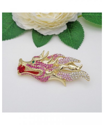 18k Gold Plated Clear Crystal Dragon Head Brooch Pin Red $10.02 Brooches & Pins