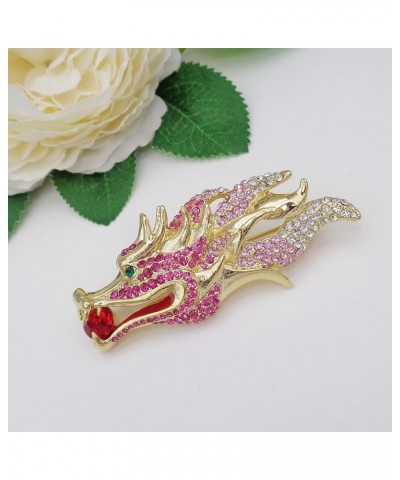 18k Gold Plated Clear Crystal Dragon Head Brooch Pin Red $10.02 Brooches & Pins