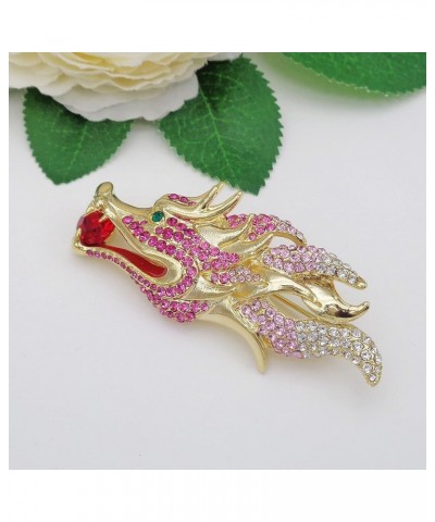 18k Gold Plated Clear Crystal Dragon Head Brooch Pin Red $10.02 Brooches & Pins