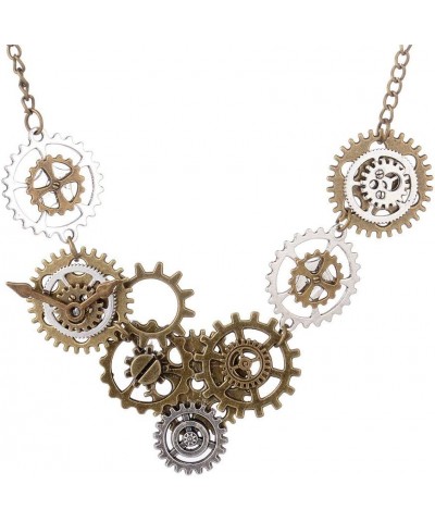 Steampunk Clock Necklace Choker Vintage Steam Punk Gears Sweater Chain Necklace Steampunk Accessories for Women Men $9.27 Nec...