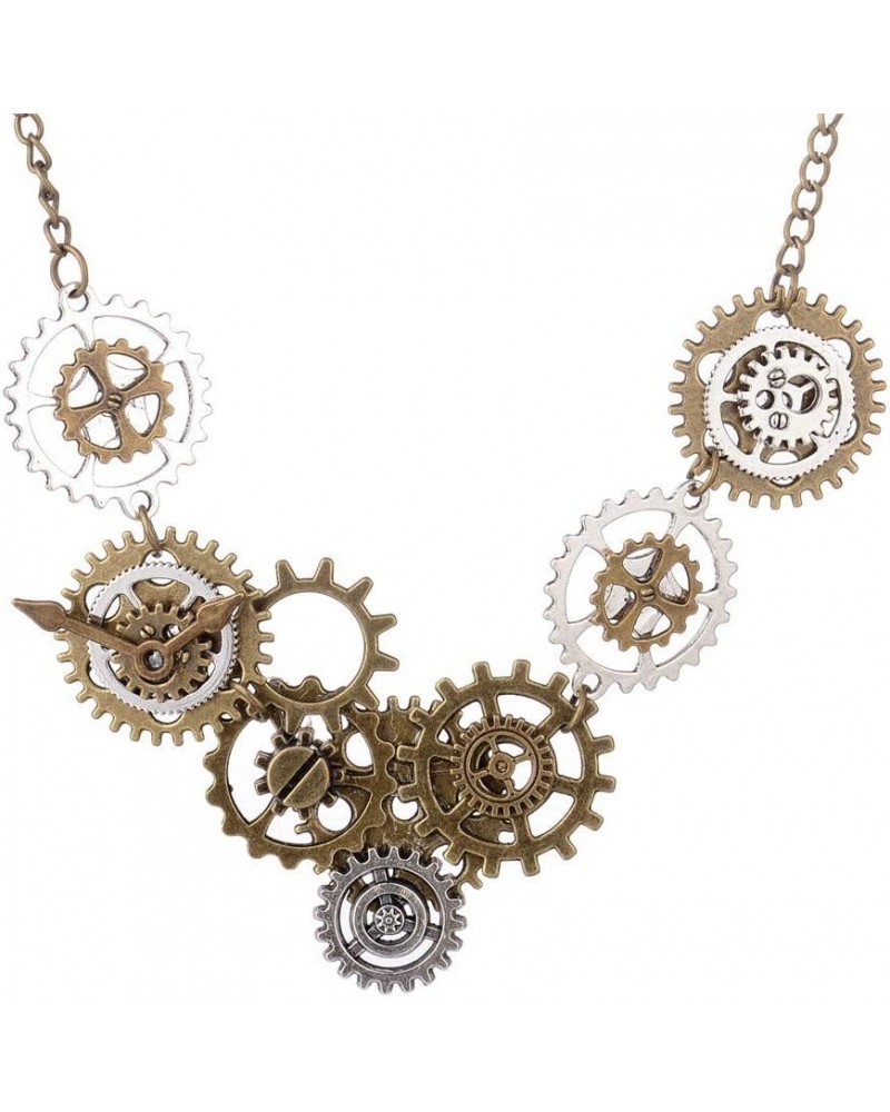 Steampunk Clock Necklace Choker Vintage Steam Punk Gears Sweater Chain Necklace Steampunk Accessories for Women Men $9.27 Nec...