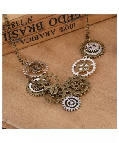 Steampunk Clock Necklace Choker Vintage Steam Punk Gears Sweater Chain Necklace Steampunk Accessories for Women Men $9.27 Nec...