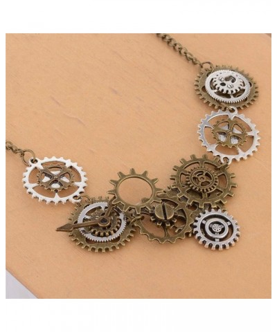 Steampunk Clock Necklace Choker Vintage Steam Punk Gears Sweater Chain Necklace Steampunk Accessories for Women Men $9.27 Nec...