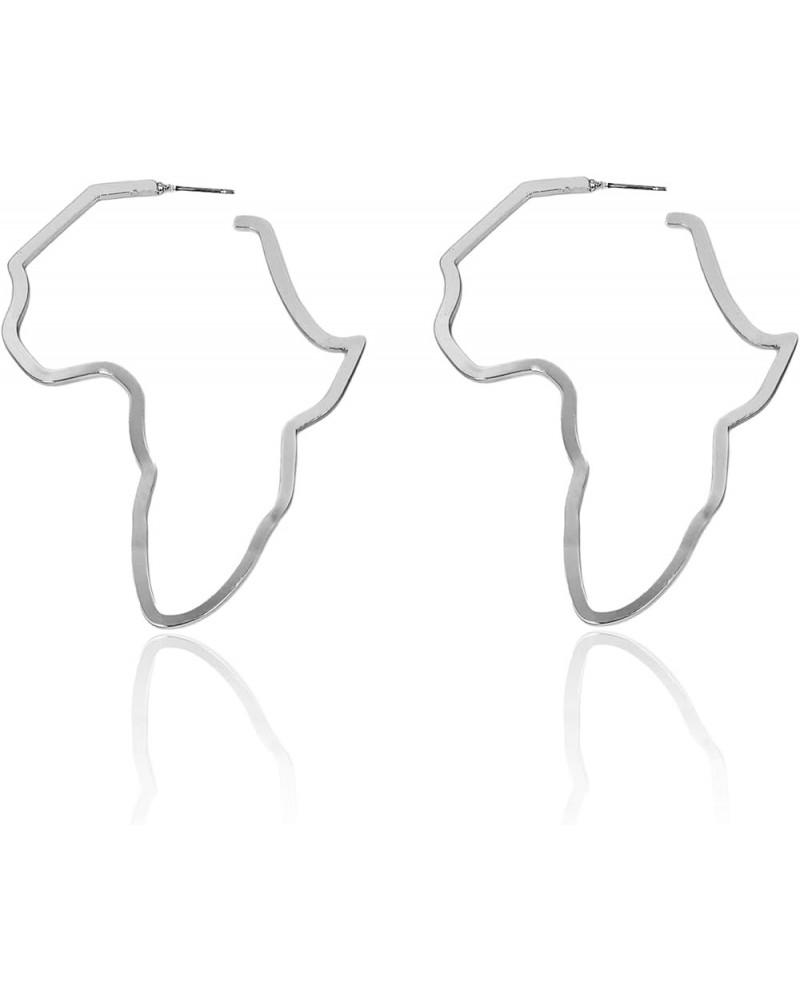 African Map Shaped Drop Earrings Stainless Steel Gold Plated Statement Africa Jewelry Ear Charms for Women Teen Girls Silver ...