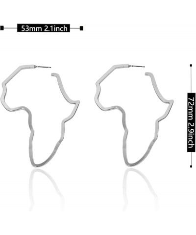 African Map Shaped Drop Earrings Stainless Steel Gold Plated Statement Africa Jewelry Ear Charms for Women Teen Girls Silver ...