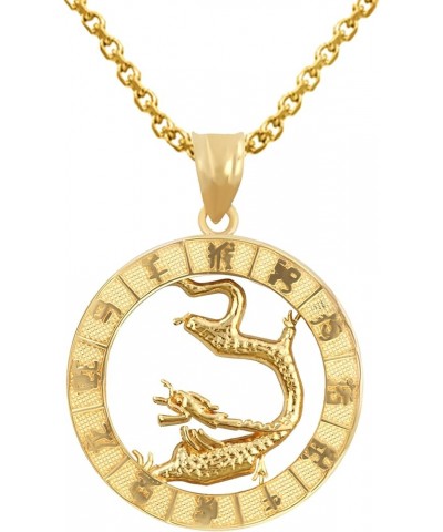 14K Yellow Gold Chinese Zodiac Pendant Necklace Dragon 16.0 Inches $136.39 Necklaces