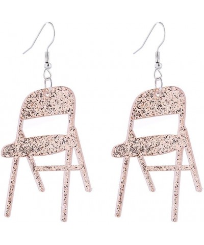 Acrylic Sparkle Shining Folding Chair Dangle Drop Earrings for Women Girls 3D Resin Funny Chair Shaped Earrings Light Coffee ...