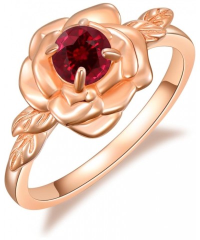 Moonstone Rose Ring Rosegold Plated Rose Engagement Ring Valentines Day Jewelry Birthday Gifts for Women Created Ruby 6 $38.0...