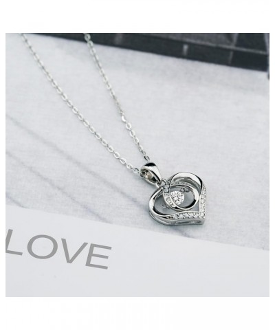 925 Sterling Silver Heart Pendant Necklace Cut Created Cubic Zirconia Anniversary Promise Birthstone Fashion Jewelry Statemen...