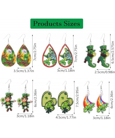 St. Patrick's Day Shamrock Earrings Holiday Acrylic Stud Earrings for Women Lucky Green Dangle Earrings 6pcs $4.83 Earrings