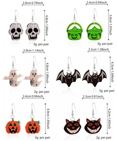 6 Pairs Halloween Earrings for Women Pumpkin Bat Ghost Earrings Punk Dangle Earrings Cute Acrylic Earrings Halloween Jewelry ...