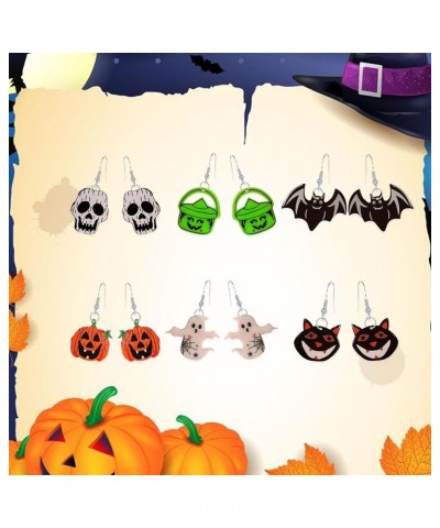 6 Pairs Halloween Earrings for Women Pumpkin Bat Ghost Earrings Punk Dangle Earrings Cute Acrylic Earrings Halloween Jewelry ...