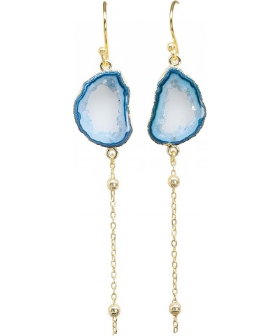 Agate Dangle Drop Earrings Geode Earrings Aqua $8.85 Earrings