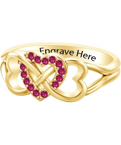 Valentine's Day Jewelry Personalized Engrave Simulated Gemstone Infinity Heart Engagement Promise Ring 14k Gold Over Sterling...