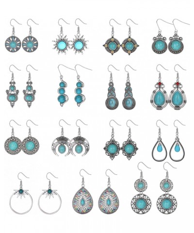 15 Pairs Turquoise Earrings Western Earrings Turquoise Jewelry for Women Boho Earrings Dangle Earrings for Women Bohemian $11...