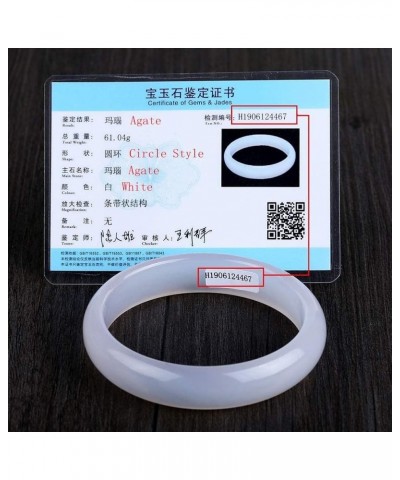 Natural Ice White Agate Jade Bangle Bracelet for Women Round Energy Stone Jewelry Gift for Girl (Size : 58mm) 54mm $33.00 Bra...