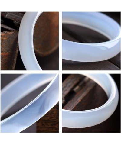 Natural Ice White Agate Jade Bangle Bracelet for Women Round Energy Stone Jewelry Gift for Girl (Size : 58mm) 54mm $33.00 Bra...