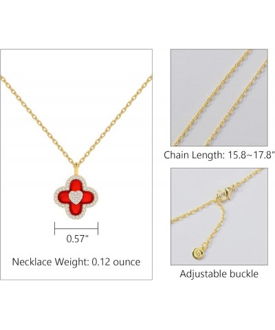 Lucky Clover Necklace for Women Girls 18K Gold Plated Heart Pendant Necklaces with Cubic Zirconia Gifts for Mother Mom Wife H...