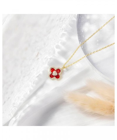 Lucky Clover Necklace for Women Girls 18K Gold Plated Heart Pendant Necklaces with Cubic Zirconia Gifts for Mother Mom Wife H...