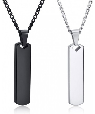 QINGDUO Customized Stainless Steel Three Dimensional Rectangular Geometric Matching Pendant Necklaces for Couples Boyfriend G...