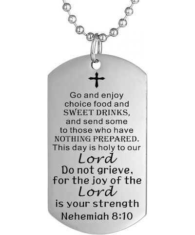 Christian Scripture Religious Dog Tag Necklace,Catholic Bible Verse Baptism Confirmation Sacrament Gifts Nehemiah 8:10 $7.25 ...