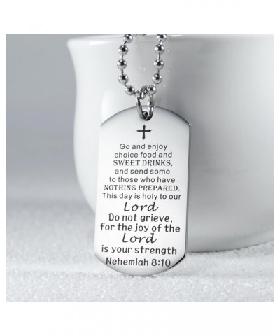 Christian Scripture Religious Dog Tag Necklace,Catholic Bible Verse Baptism Confirmation Sacrament Gifts Nehemiah 8:10 $7.25 ...